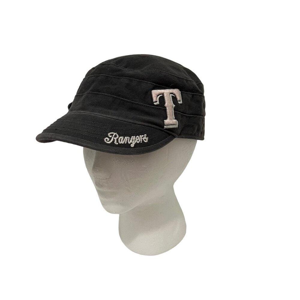 47 Brand Texas Rangers Gray Pink Embroidered Logo Cadet Newsboy Cap Hat Womens
